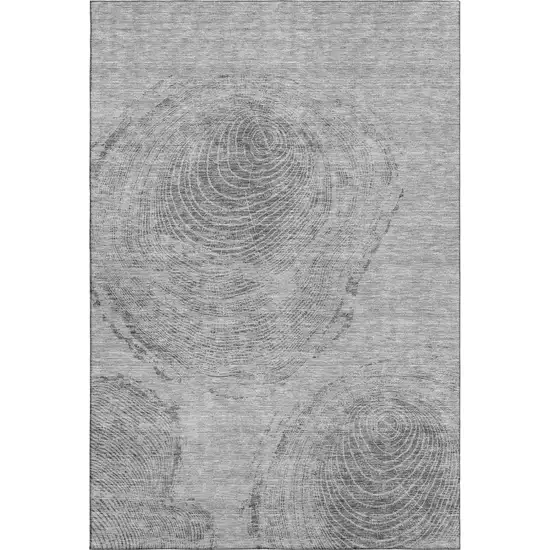 Gray And Silver Woodland Lodge Washable Area Rug With UV Protection Photo 1