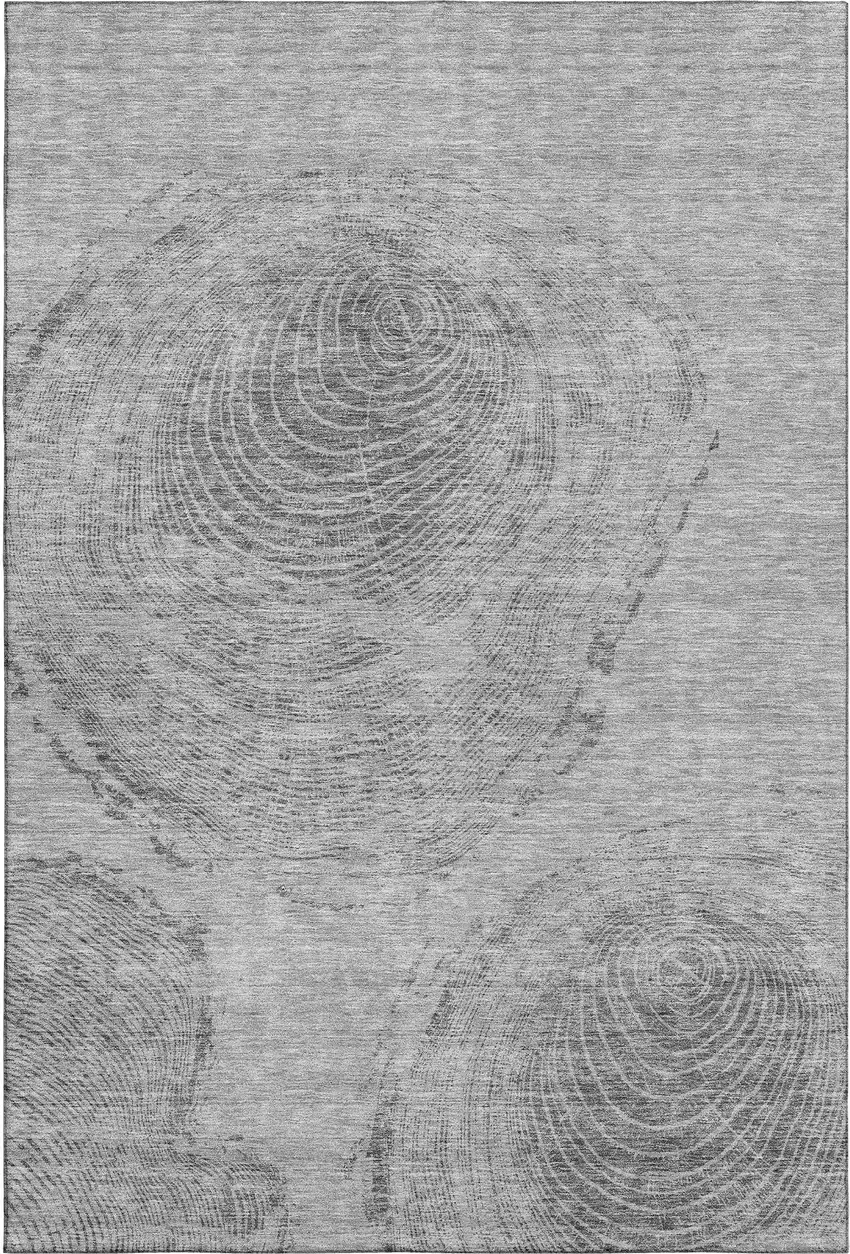 Gray And Silver Woodland Lodge Washable Area Rug With UV Protection Photo 1