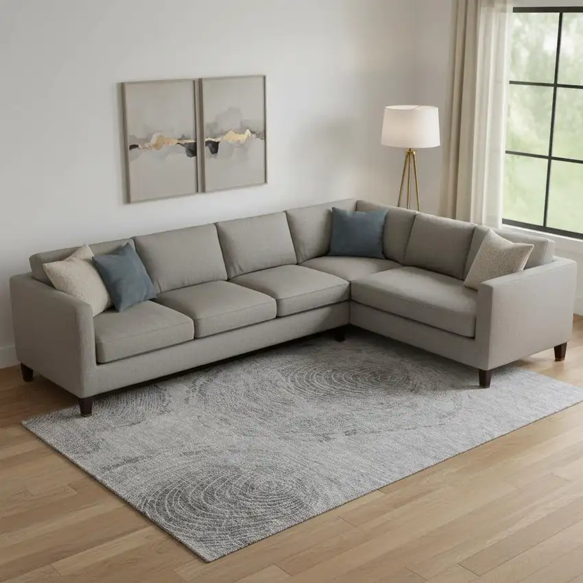 Gray And Silver Woodland Lodge Washable Area Rug With UV Protection Photo 1