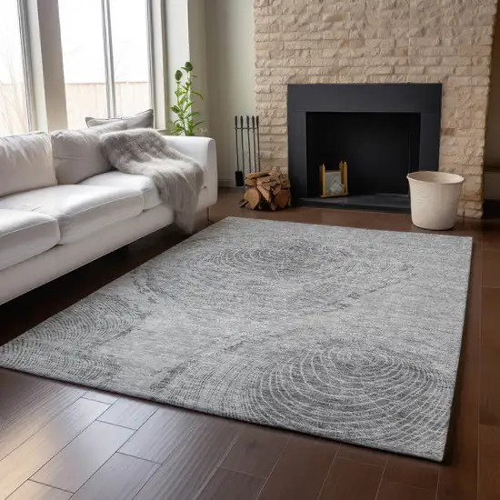 Gray And Silver Woodland Lodge Washable Area Rug With UV Protection Photo 5
