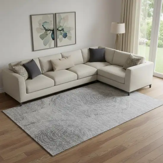 Gray And Silver Woodland Lodge Washable Area Rug With UV Protection Photo 1