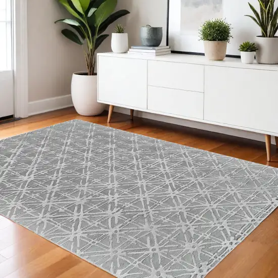 Gray Wool Abstract Hand Tufted Area Rug Photo 1
