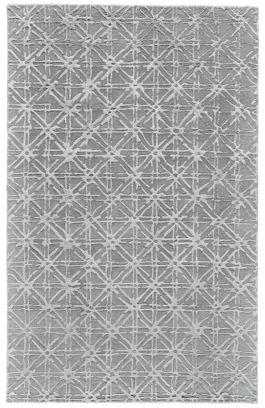 Gray And Silver Wool Abstract Tufted Handmade Area Rug Photo 1