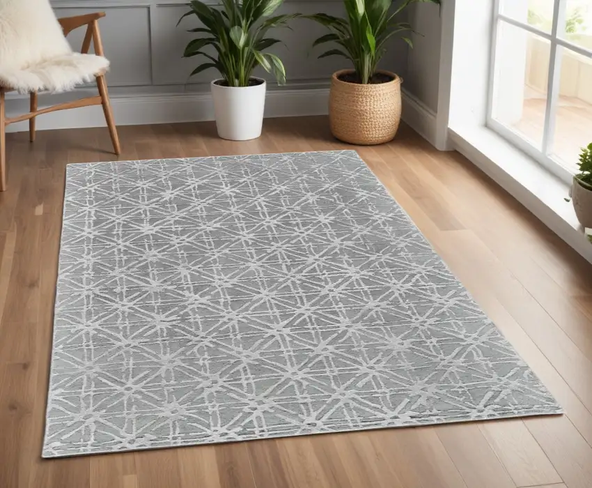Gray Wool Abstract Hand Tufted Area Rug Photo 1
