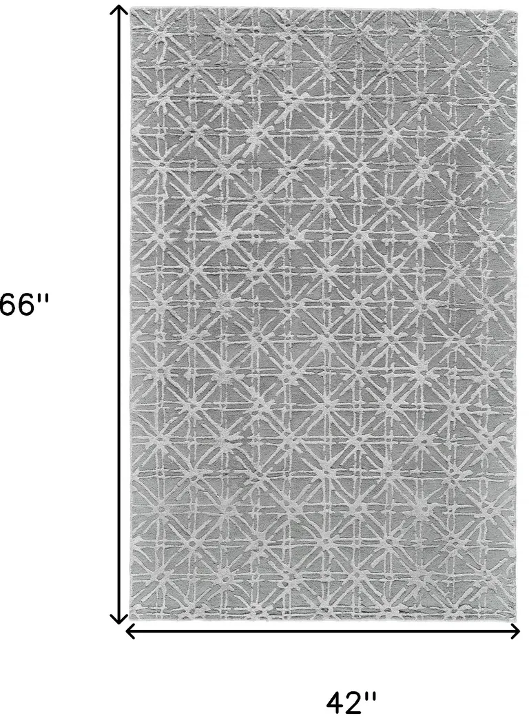 Gray And Silver Wool Abstract Tufted Handmade Area Rug Photo 5