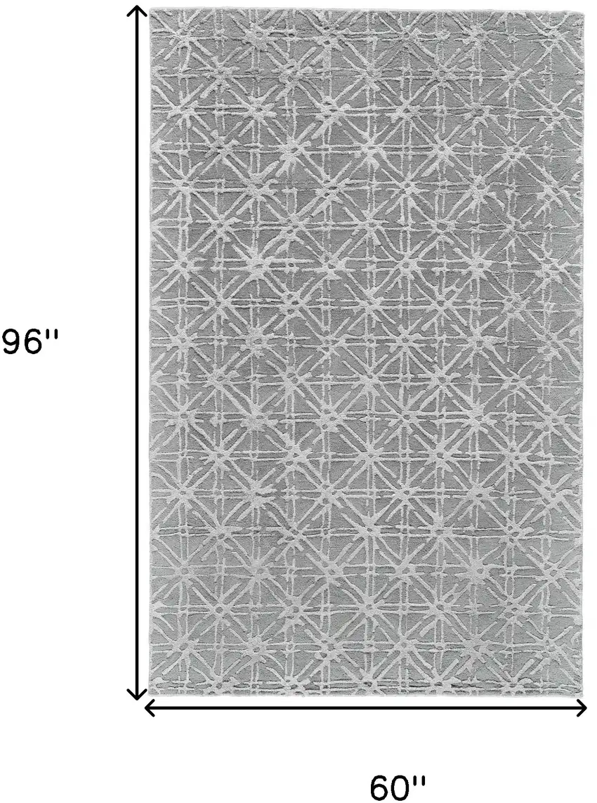 Gray And Silver Wool Abstract Tufted Handmade Area Rug Photo 6