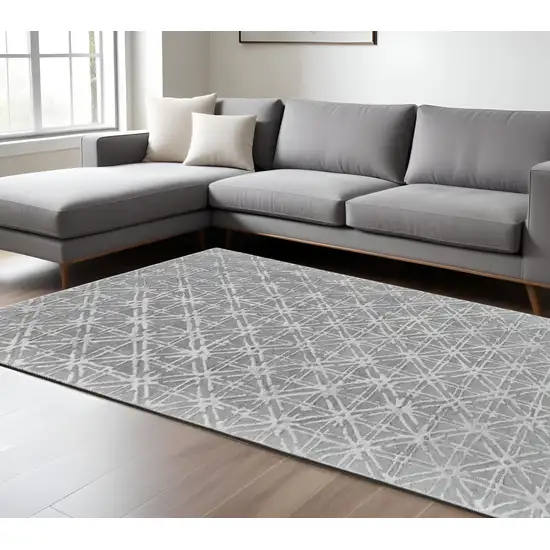 Gray And Silver Wool Abstract Tufted Handmade Area Rug Photo 1