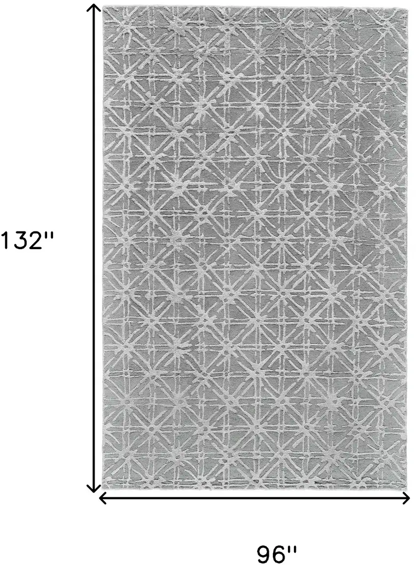 Gray And Silver Wool Abstract Tufted Handmade Area Rug Photo 6