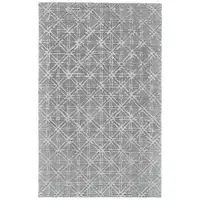 Photo of Gray And Silver Wool Abstract Tufted Handmade Area Rug