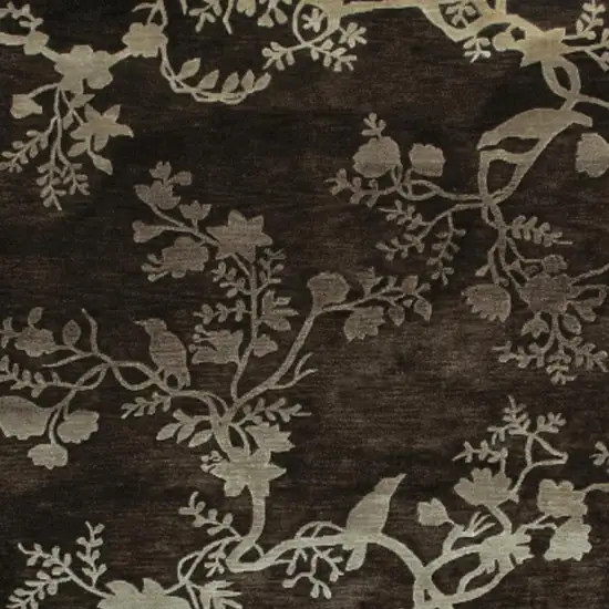 Gray And Silver Wool Floral Hand Knotted Area Rug Photo 3