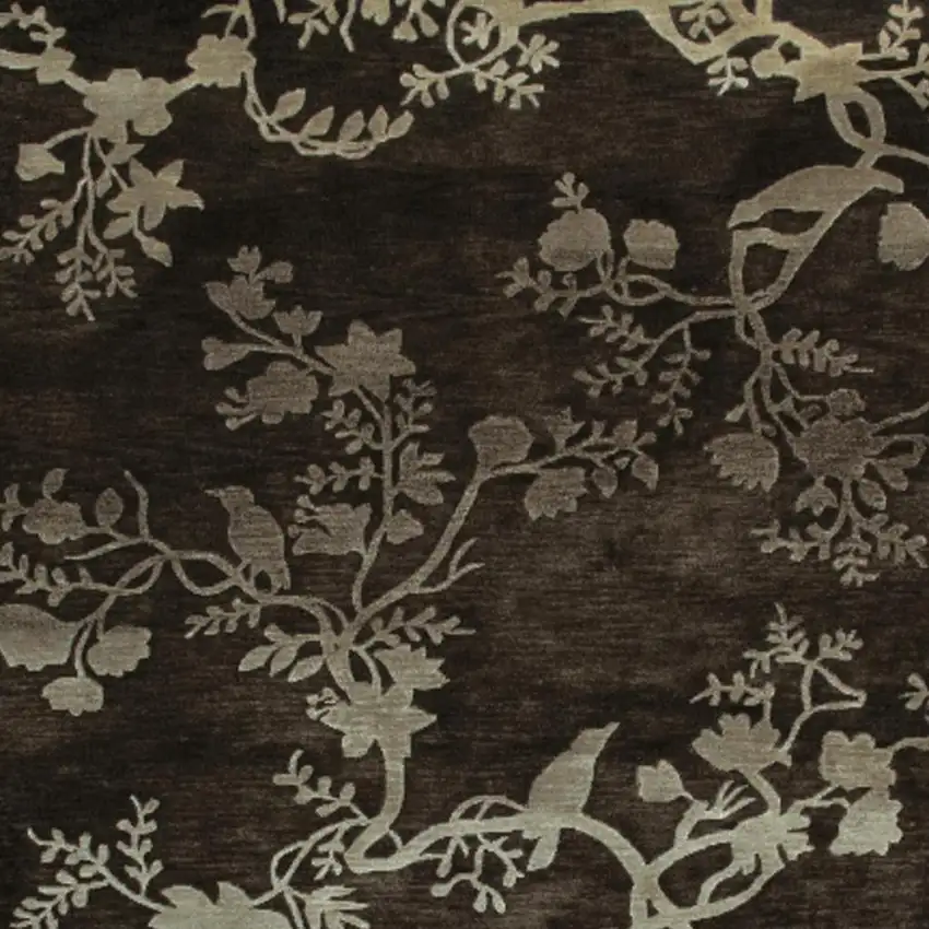Gray And Silver Wool Floral Hand Knotted Area Rug Photo 3