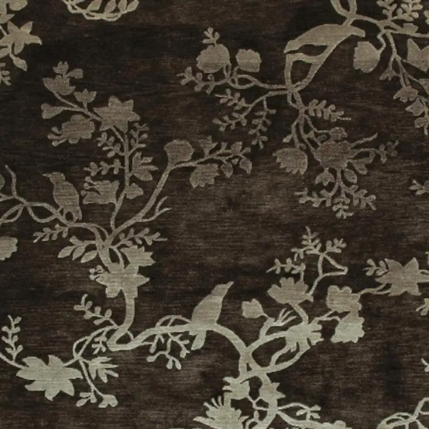 Gray And Silver Wool Floral Hand Knotted Area Rug Photo 3