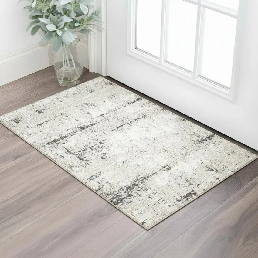 Gray And Slate Gray Abstract Distressed Area Rug Photo 1