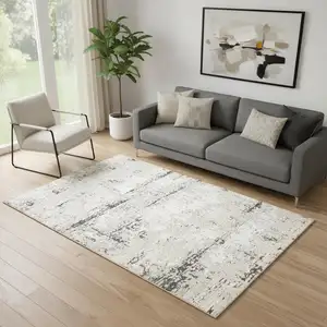 Photo of Gray And Slate Gray Abstract Distressed Area Rug