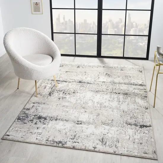 Gray And Slate Gray Abstract Distressed Area Rug Photo 8
