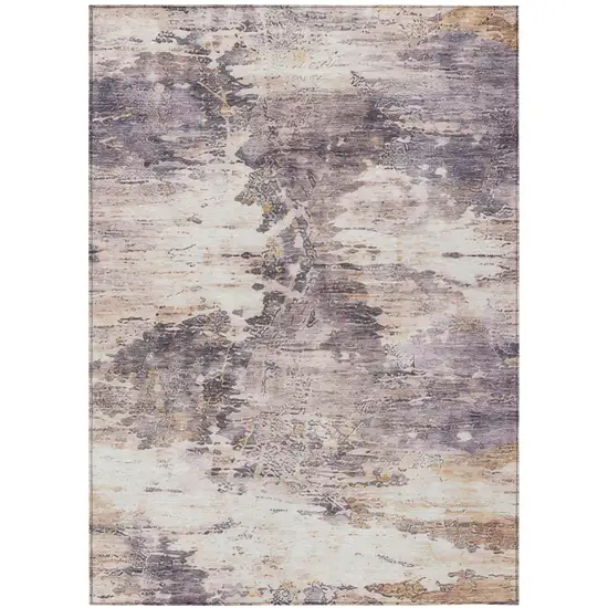 Gray And Tan Abstract Washable Indoor Outdoor Area Rug Photo 1