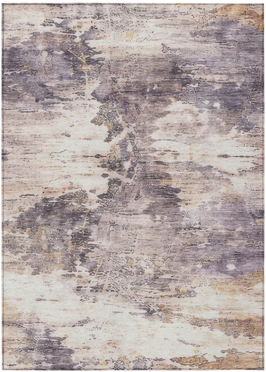 Gray And Tan Abstract Washable Indoor Outdoor Area Rug Photo 1
