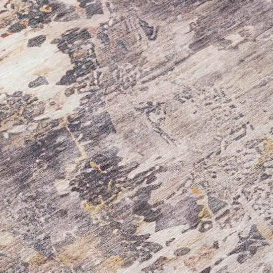 Gray And Tan Abstract Washable Indoor Outdoor Area Rug Photo 9