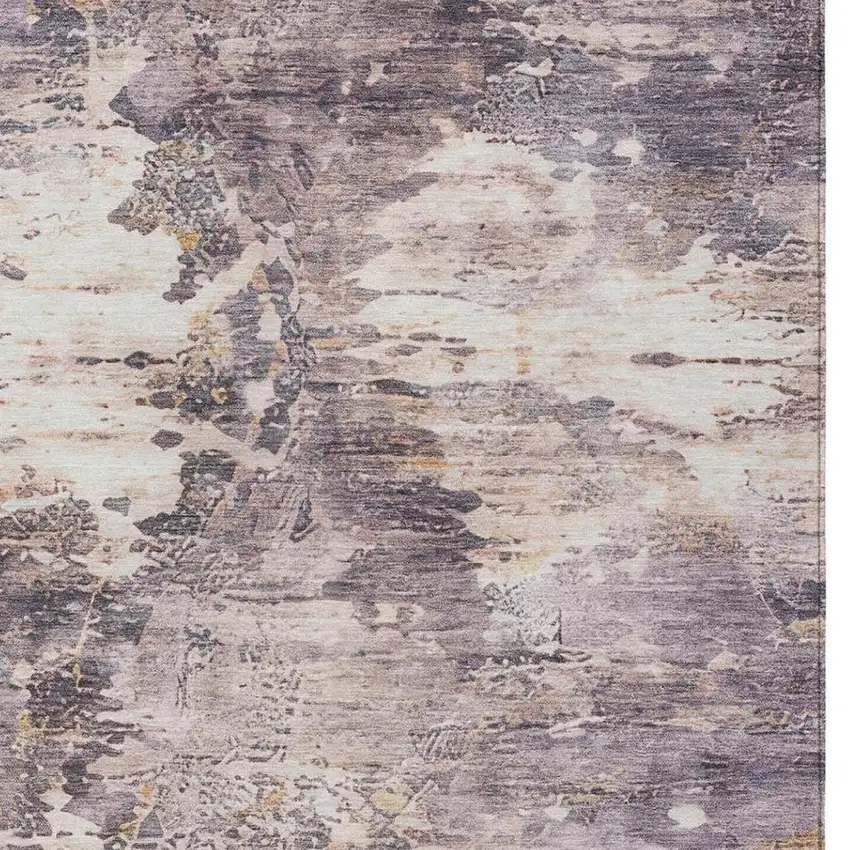 Gray And Tan Abstract Washable Indoor Outdoor Area Rug Photo 4