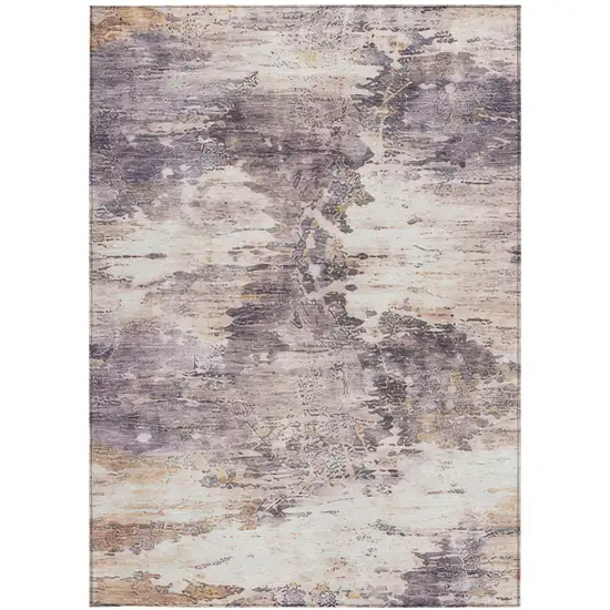 Gray And Tan Abstract Washable Indoor Outdoor Area Rug Photo 2