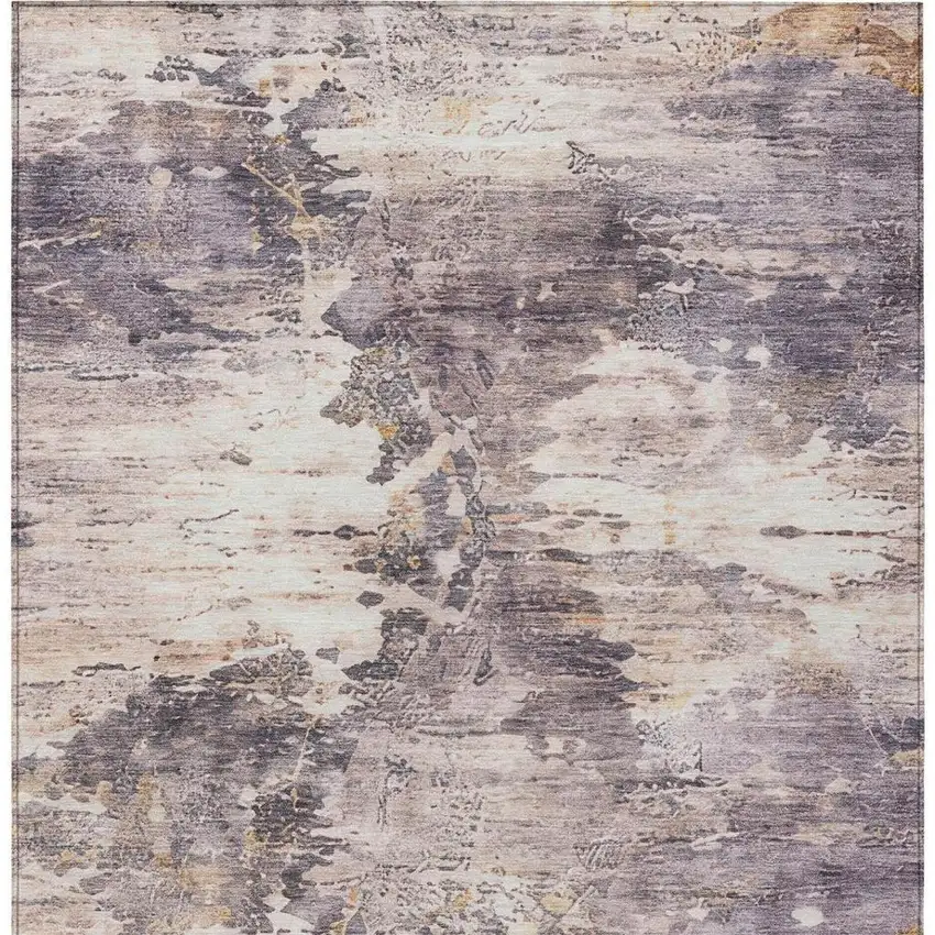 Gray And Tan Abstract Washable Indoor Outdoor Area Rug Photo 7