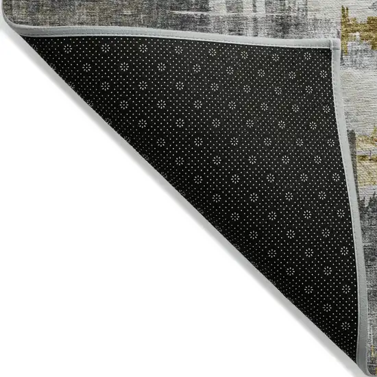 Gray And Tan Abstract Washable Indoor Outdoor Area Rug Photo 3