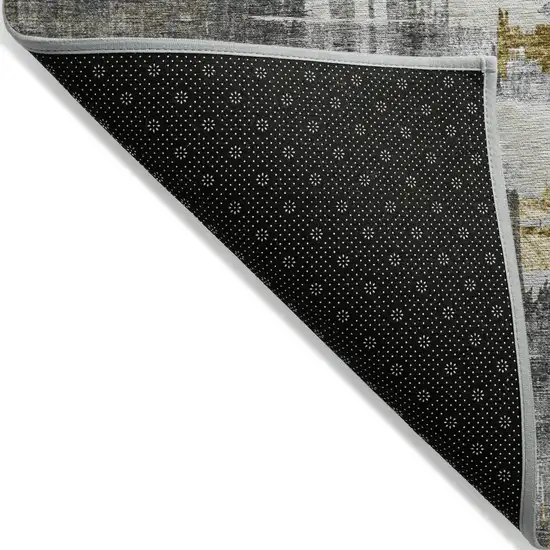Gray And Tan Abstract Washable Indoor Outdoor Area Rug Photo 2