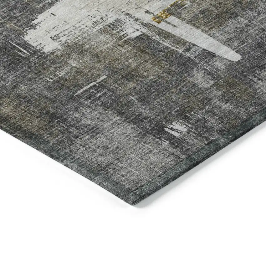 Gray And Tan Abstract Washable Indoor Outdoor Area Rug Photo 3
