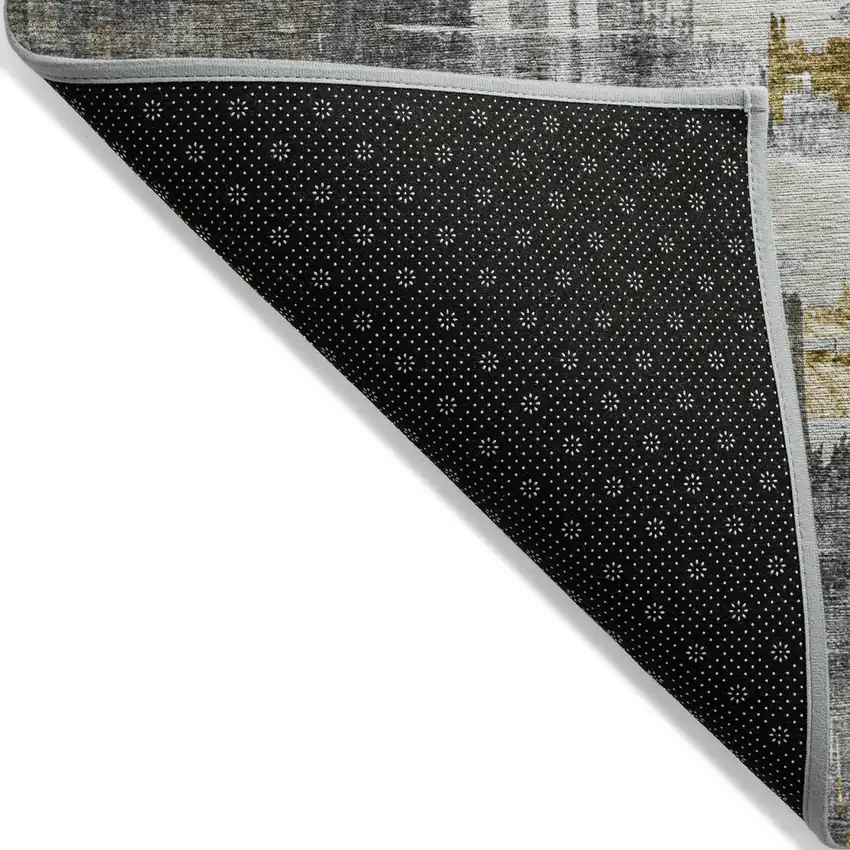 Gray And Tan Abstract Washable Indoor Outdoor Area Rug Photo 2