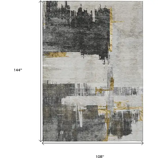 Gray And Tan Abstract Washable Indoor Outdoor Area Rug Photo 3