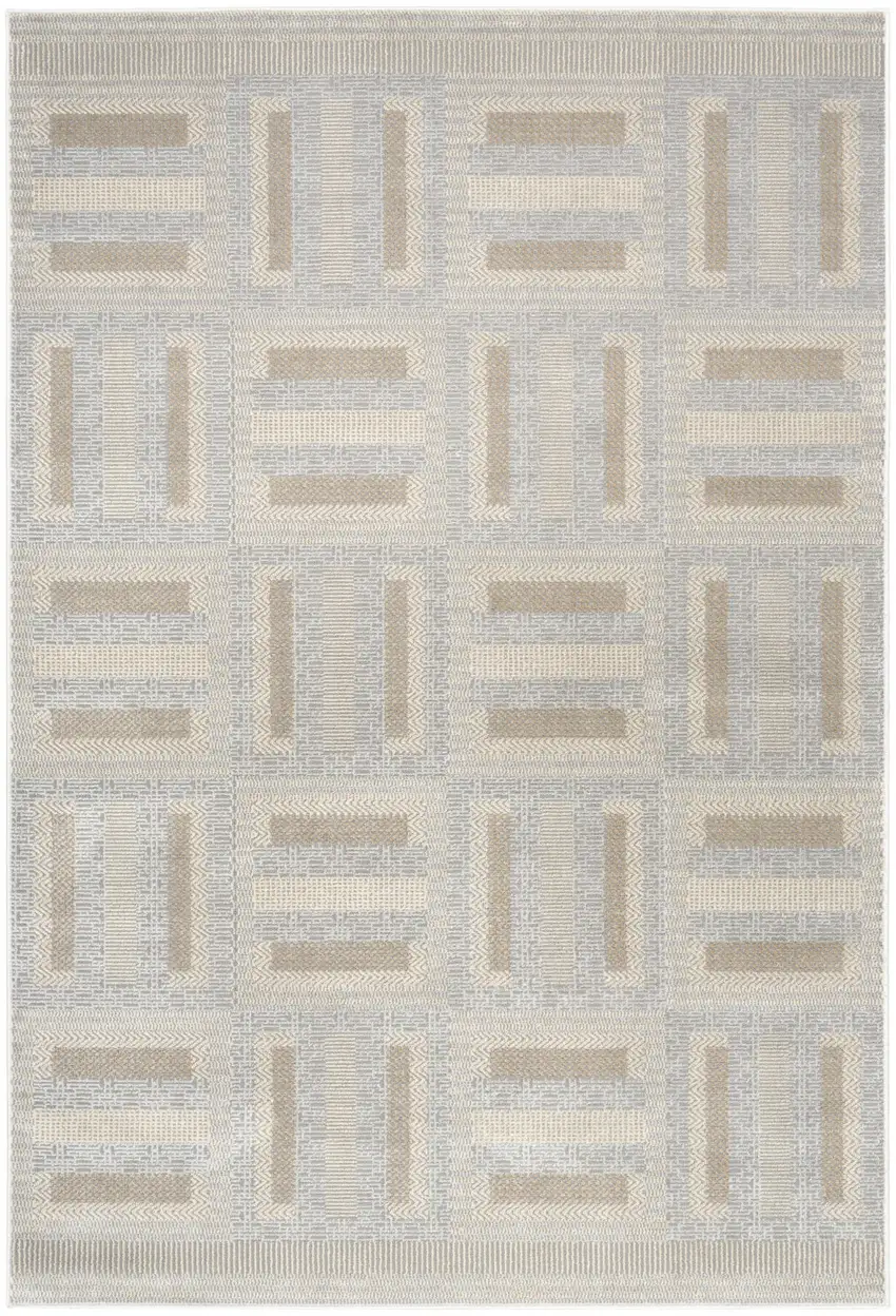 Gray And Tan Geometric Area Rug Photo 8