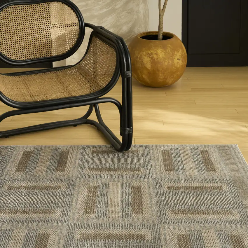 Gray And Tan Geometric Area Rug Photo 6