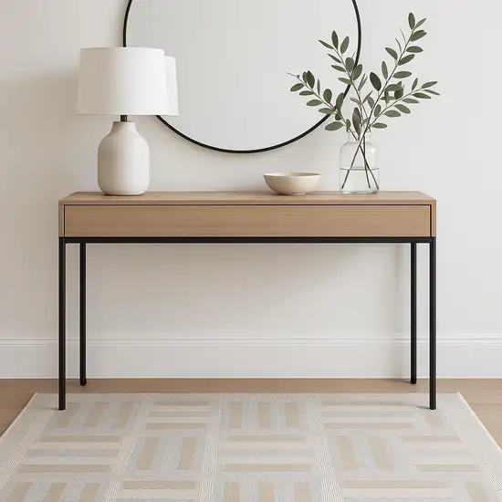 Gray And Tan Geometric Area Rug Photo 1