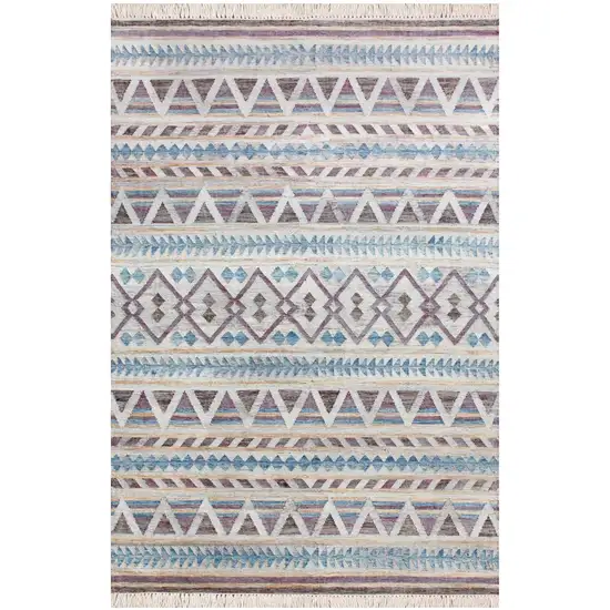Gray And Tan Jute Geometric Hand Woven Area Rug Photo 2
