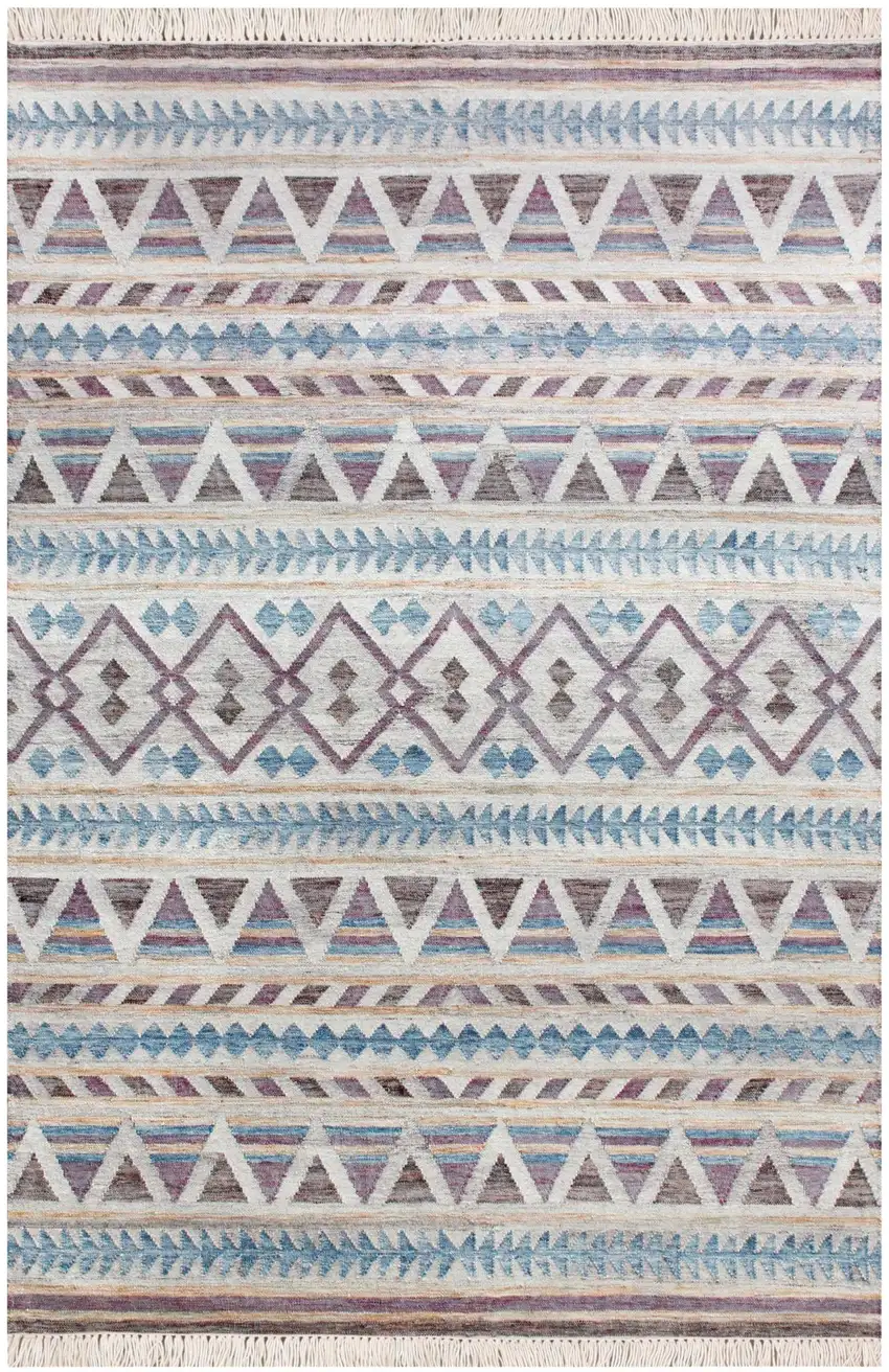 Gray And Tan Jute Geometric Hand Woven Area Rug Photo 2