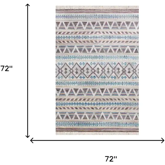 Gray And Tan Jute Geometric Hand Woven Area Rug Photo 8
