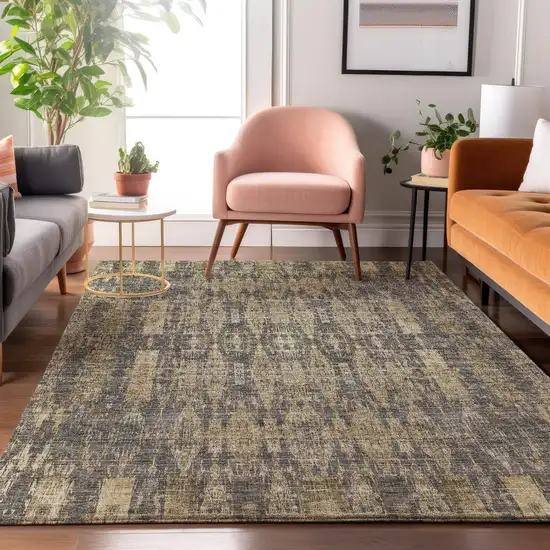 Gray And Tan Moroccan Washable Area Rug With UV Protection Photo 2