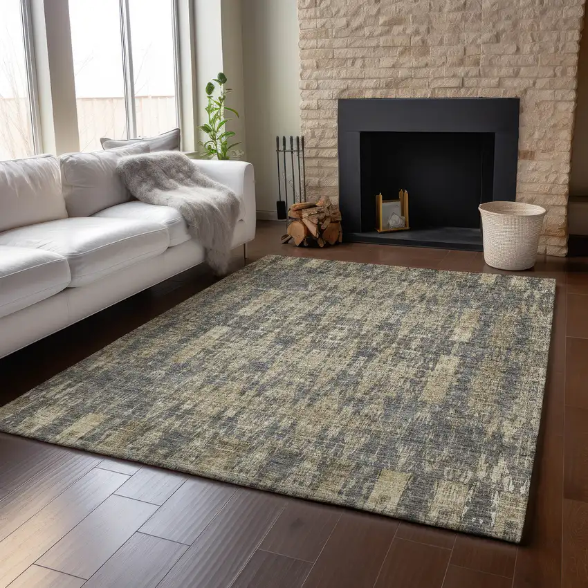 Gray And Tan Moroccan Washable Area Rug With UV Protection Photo 3