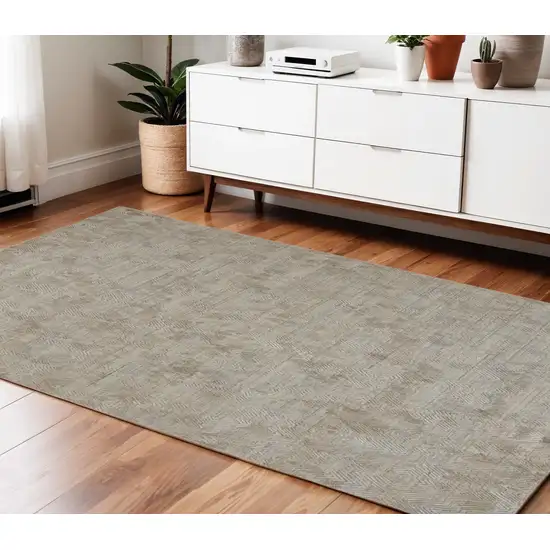 Gray And Taupe Abstract Hand Woven Area Rug Photo 1