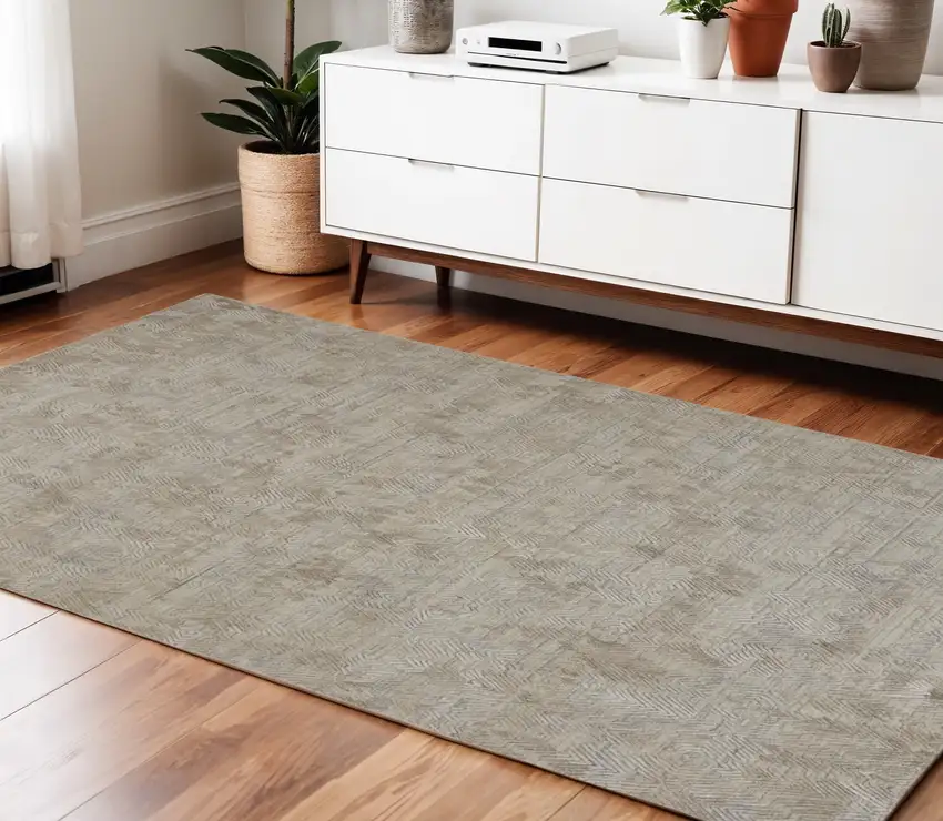 Gray And Taupe Abstract Hand Woven Area Rug Photo 1