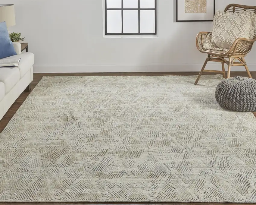 Gray And Taupe Abstract Hand Woven Area Rug Photo 4