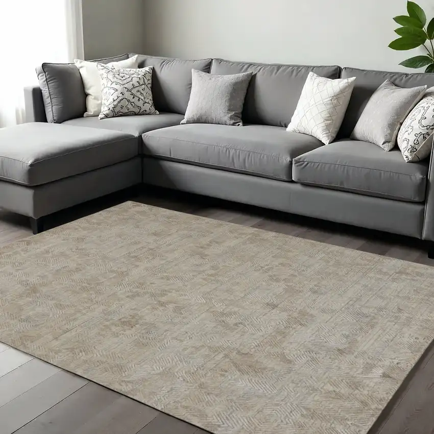 Taupe And Gray Abstract Hand Woven Area Rug Photo 1