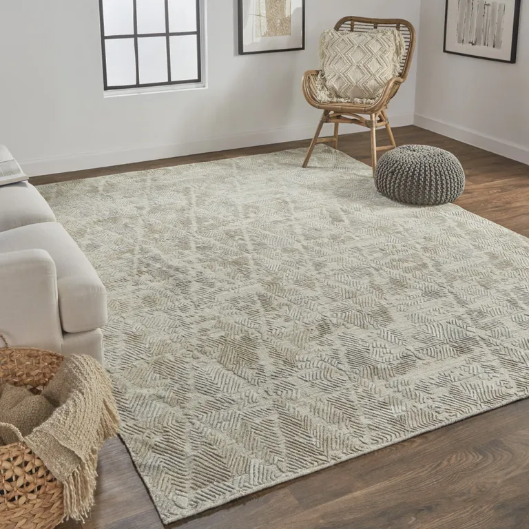 Gray And Taupe Abstract Hand Woven Area Rug Photo 5