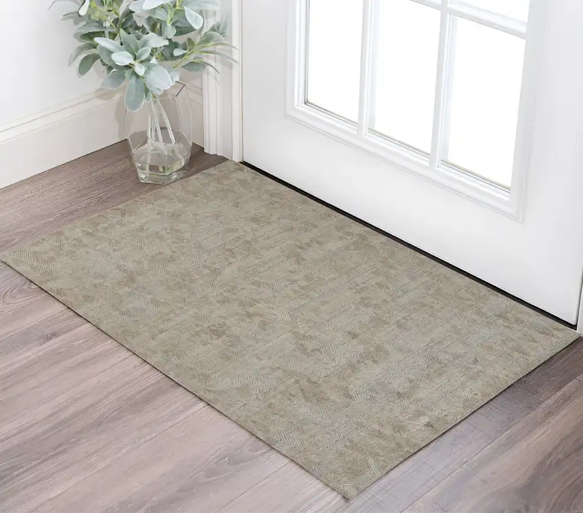 Taupe Abstract Hand Woven Area Rug Photo 1