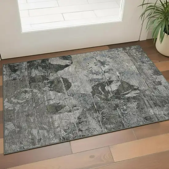 Gray And Taupe Abstract Washable Area Rug With UV Protection Photo 1