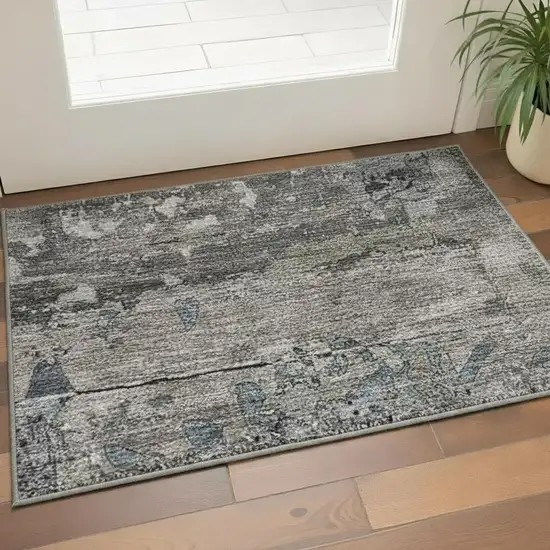 Gray And Taupe Abstract Washable Area Rug With UV Protection Photo 2