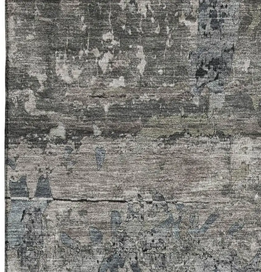 Gray And Taupe Abstract Washable Area Rug With UV Protection Photo 4