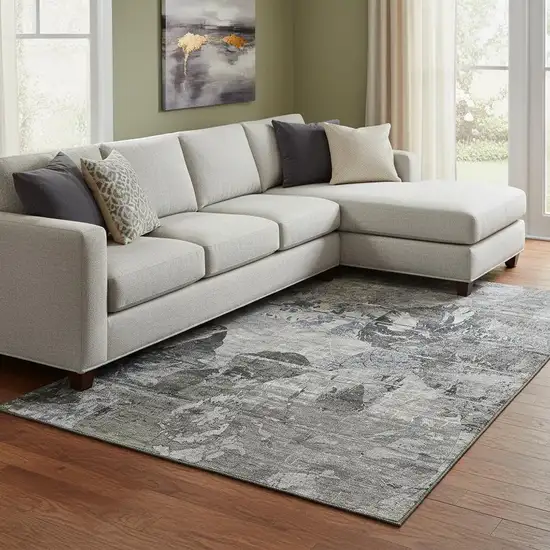 Gray And Taupe Abstract Washable Area Rug With UV Protection Photo 1