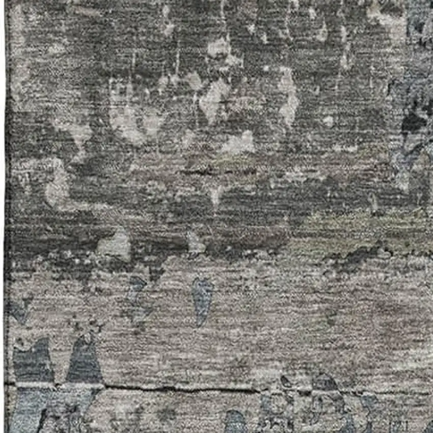 Gray And Taupe Abstract Washable Area Rug With UV Protection Photo 3
