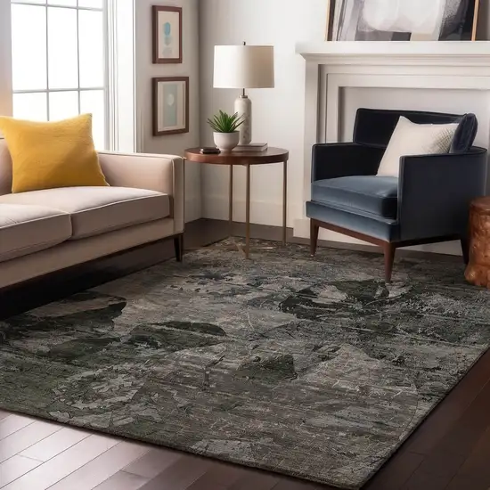Gray And Taupe Abstract Washable Area Rug With UV Protection Photo 5